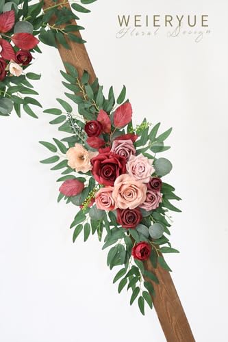 WEIERYUE Artificial Wedding Arch Flowers Kit(Pack of 2) for Wedding Arch, Bridal Shower, Ceremony and Reception Backdrop Decoration (Cream red) - Image 5