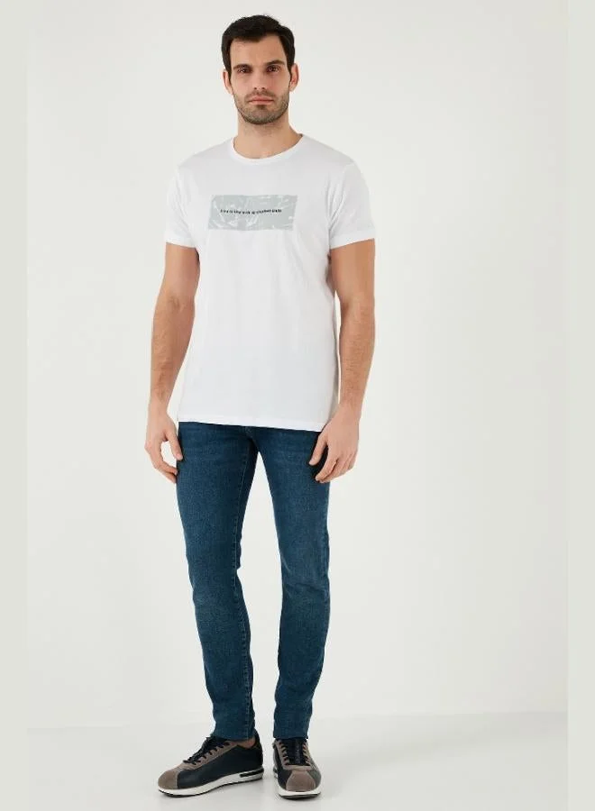 بوراتي تيشيرت رجالي قطن بياقة دائرية وطبعة ضيقة من بوراتي