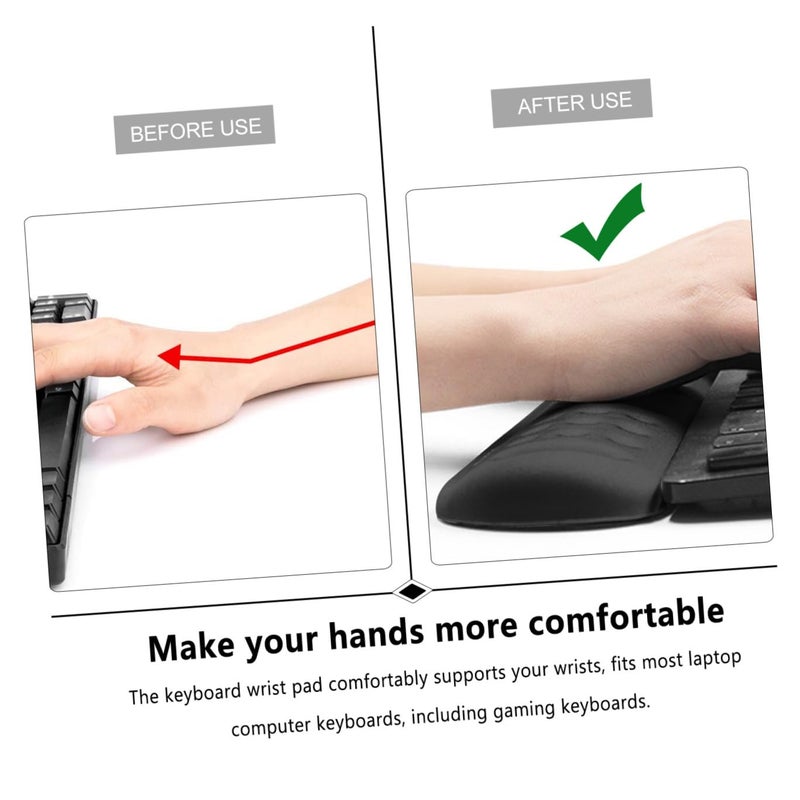 Memory Foam Wrist Rest Pad Set Non Slip Keyboard and Mouse Support Black 2PCS - Image 4