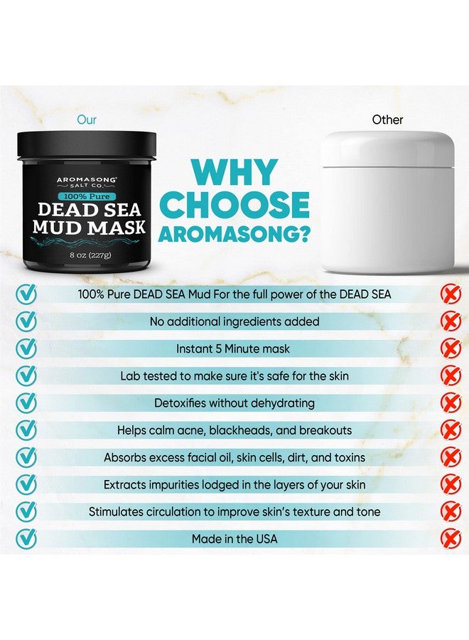 Aromasong 100% Pure Dead Sea Mud Mask For Face Cleansing Natural Skin Care For Women And Men To Help Reduce Acne And Pores - Image 2