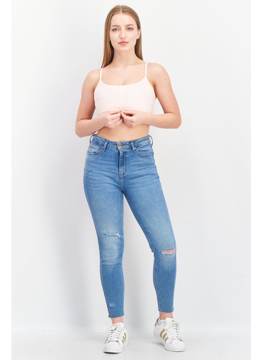 Asos Design - Women Scoop Neck Sleeveless Checkered Top, Pink - Image 1