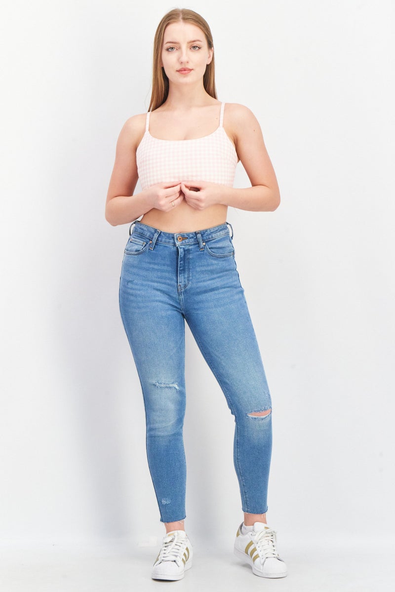 ASOS توب نسائي بدون أكمام بتصميم أسوس، بياقة دائرية، مزخرف بمربعات، وردي - Image 4