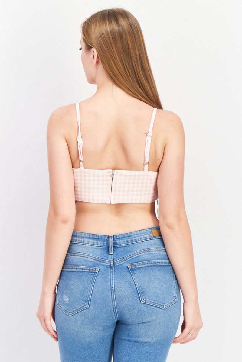 ASOS توب نسائي بدون أكمام بتصميم أسوس، بياقة دائرية، مزخرف بمربعات، وردي - Image 3