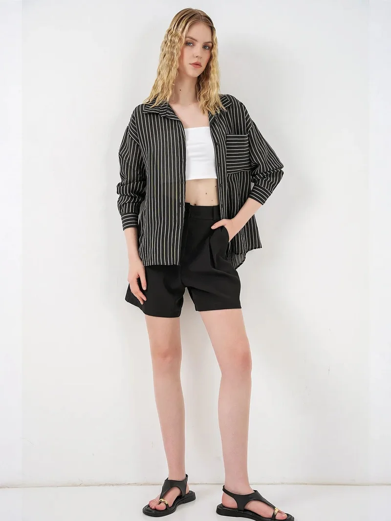 بيغ دارت BDART Oversized Striped Button-Front Shirt