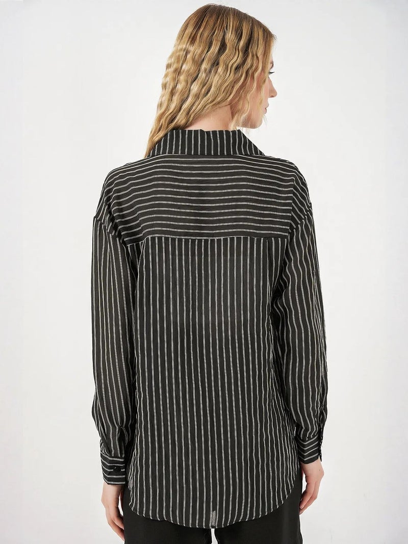 BIG DART BDART Oversized Striped Button-Front Shirt - Image 5