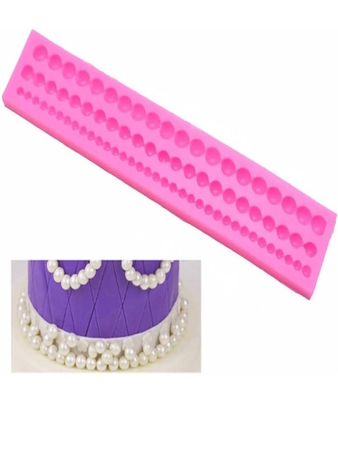 XilaMagic Pink Silicone Pearl Border Mould, 3 Lines Design, 23 cm Cake Decorating Tool - Image 5