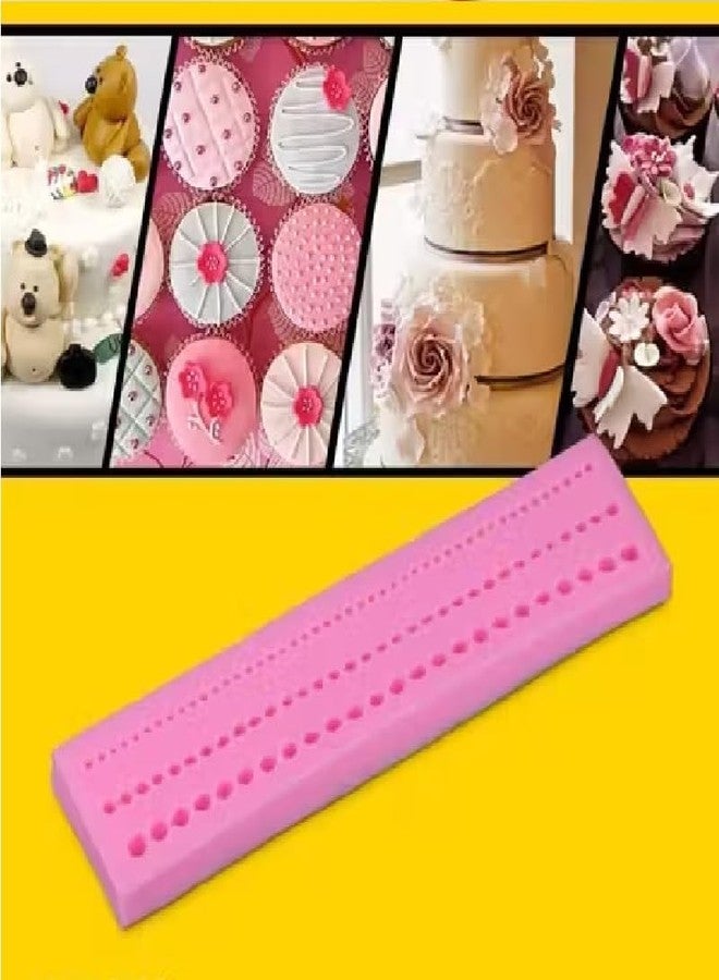 XilaMagic Pink Silicone Pearl Border Mould, 3 Lines Design, 23 cm Cake Decorating Tool - Image 3
