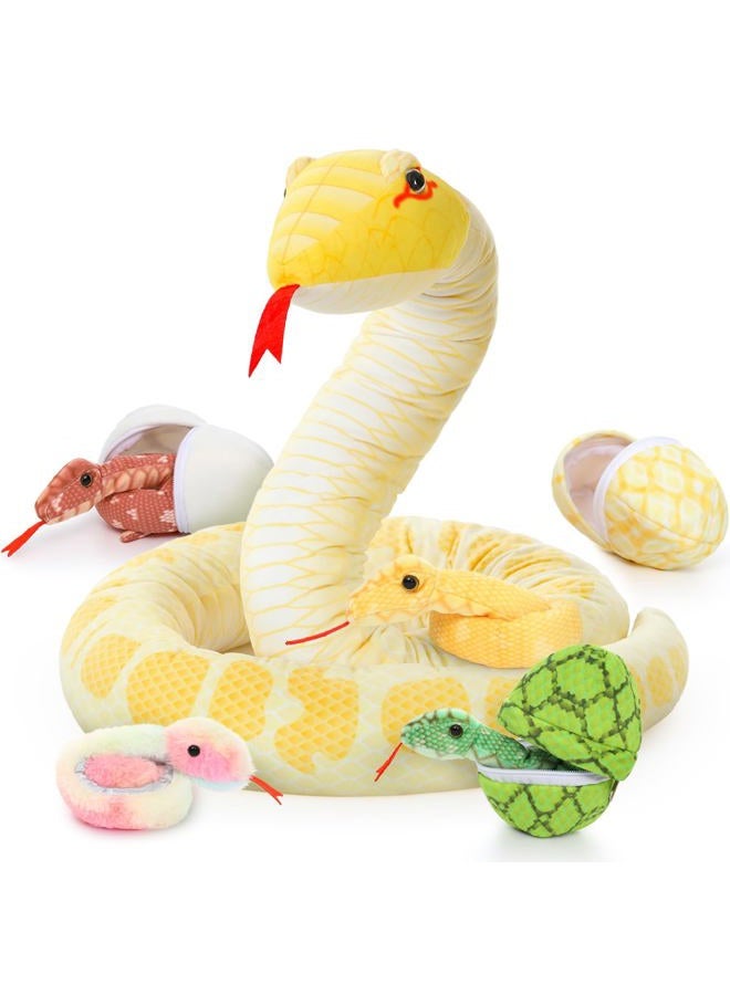 MorisMos Giant Snake Plush 120 Inch Long Snake Stuffed Animal with Babies Large Stuffed Snake Toy for Kids Party Decorations Favors Prank Props, 4 Snake Babies, 3 Snake Eggs - Image 2