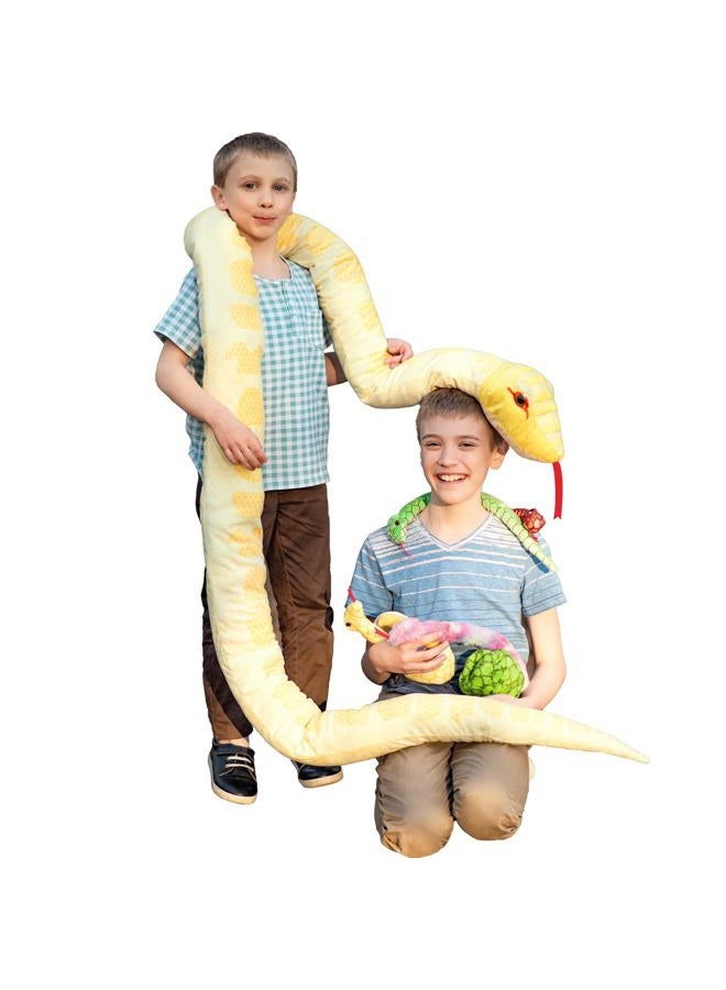 MorisMos Giant Snake Plush 120 Inch Long Snake Stuffed Animal with Babies Large Stuffed Snake Toy for Kids Party Decorations Favors Prank Props, 4 Snake Babies, 3 Snake Eggs - Image 1