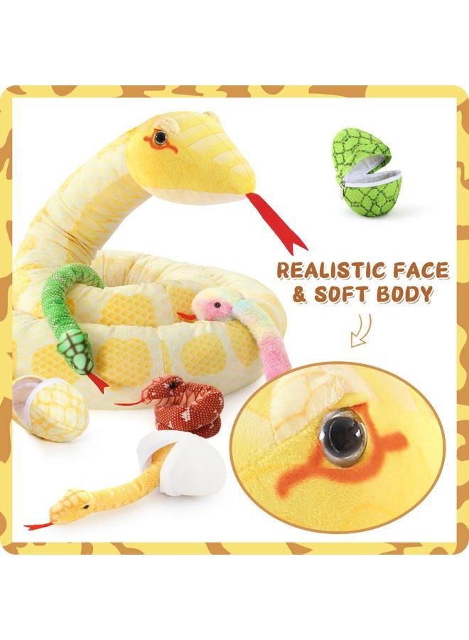 MorisMos Giant Snake Plush 120 Inch Long Snake Stuffed Animal with Babies Large Stuffed Snake Toy for Kids Party Decorations Favors Prank Props, 4 Snake Babies, 3 Snake Eggs - Image 3