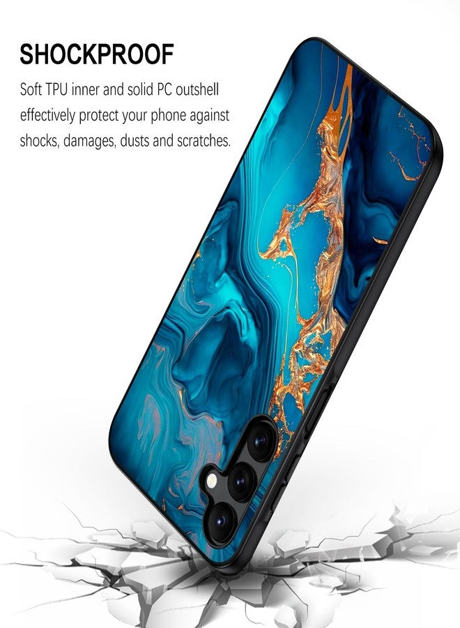 بنتوبين جراب BENTOBEN لهاتف سامسونج جالاكسي A15 5G، تصميم نحيف، يضيء في الظلام، مصنوع من مزيج من البولي كربونات الصلب والبولي يوريثين الحراري المرن، يوفر حماية من السقوط، مناسب للفتيات والنساء والرجال، متوفر باللون الأزرق الرخامي/الذهبي. - Image 3