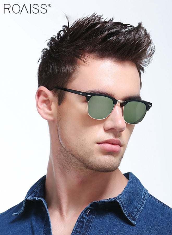 roaiss Polarized Oval Sunglasses for Men Women, UV400 Protection Sun Glasses with Metal Frame, Fashion Anti-Glare Sun Shades for Driving Fishing Traveling Cycling, Green, 50mm - Image 2