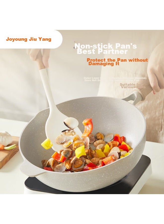 Joyoung Joyoung Silicone Spatula With Wooden Handle, Non-stick Pan, Wok, Frying Pan, Flat Bottom Pan, Specialized Cooking Spatula  - Image 4