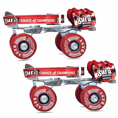 GURU Kids Adjustable Quad Roller Skates - Size 3 UK (Red) - Image 1