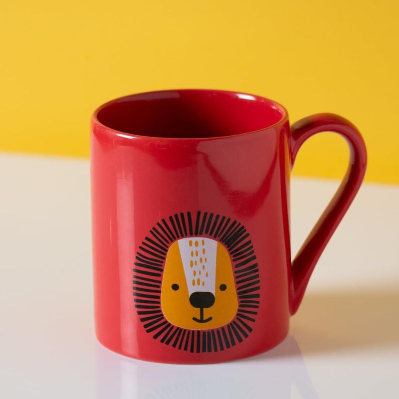 Clay Craft Fine Ceramic Pebble Series Coffee Mug 350ml Red – Lion Print, Stylish Tea & Coffee Cup, Microwave & Dishwasher Safe, for Home, Office, Café, Gifting, Daily Use, Hot Chocolate, Milk, Tea - Image 5