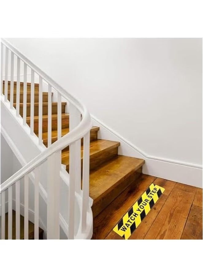 OMEVE 5 PCS Watch Your Step Floor Decals Stickers 6 x 24 Inch Warning Sticker Adhesive Tape Anti Slip Abrasive Tape for Workplace Wet Floor Caution  - Image 4
