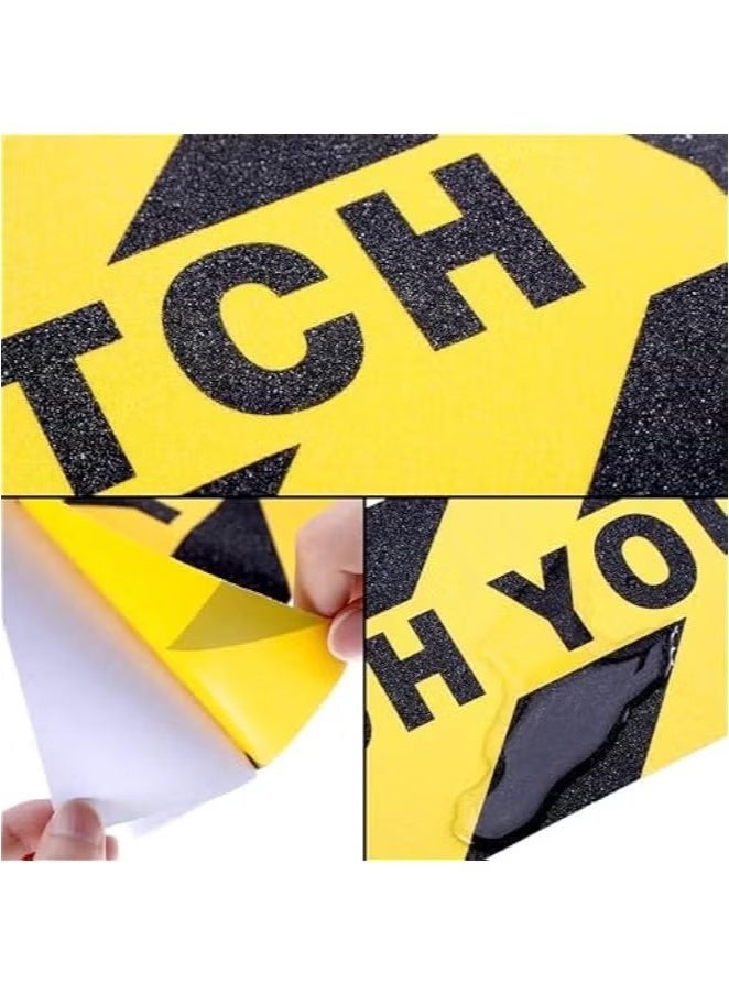 OMEVE 5 PCS Watch Your Step Floor Decals Stickers 6 x 24 Inch Warning Sticker Adhesive Tape Anti Slip Abrasive Tape for Workplace Wet Floor Caution  - Image 5