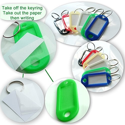 HoAoOo Key Tag Assorted Color Plastic Coded Key ID Label Tags Split Ring Keyring - with Label Window Ring Holder (120) - Image 4