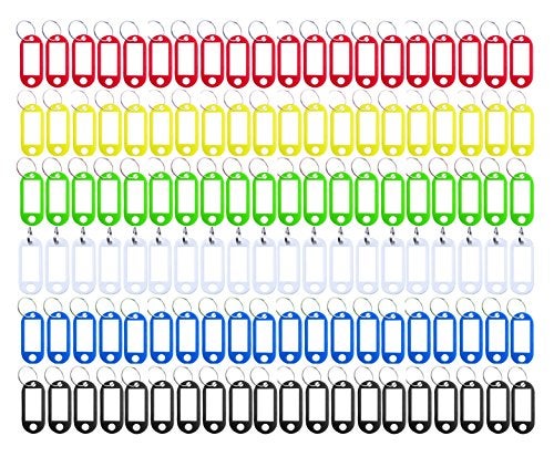 HoAoOo Key Tag Assorted Color Plastic Coded Key ID Label Tags Split Ring Keyring - with Label Window Ring Holder (120) - Image 1