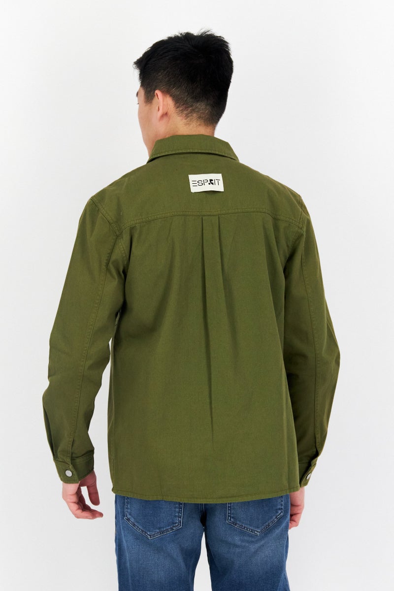 Esprit x Rest and Recreation Men Textured Long Sleeve Jacket Shirt, Olive - Image 3