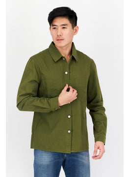 Esprit x Rest and Recreation Men Textured Long Sleeve Jacket Shirt, Olive  - Image 1
