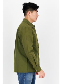 Esprit x Rest and Recreation Men Textured Long Sleeve Jacket Shirt, Olive  - Image 4