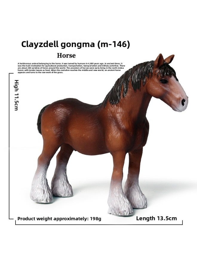 Children's Simulation Wild Animal Horse Model Eight Juntu Qianli Horse Black And White Male Horse Racing Ornaments Set Toy-Color:Ox-146 Clydesdale Stallion [0.175kg]]  - Image 1