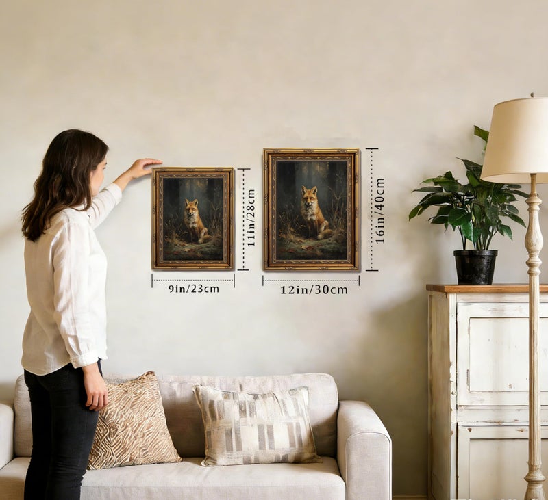 Mavgouuy Framed Vintage Woodland Fox Canvas Wall Art Forest Wildlife Dark Academia Painting Picture Wall Decor Nature Farmhouse Animals Poster Print Artwork for Living Room Bedroom Lodge Home Decoration - Image 5