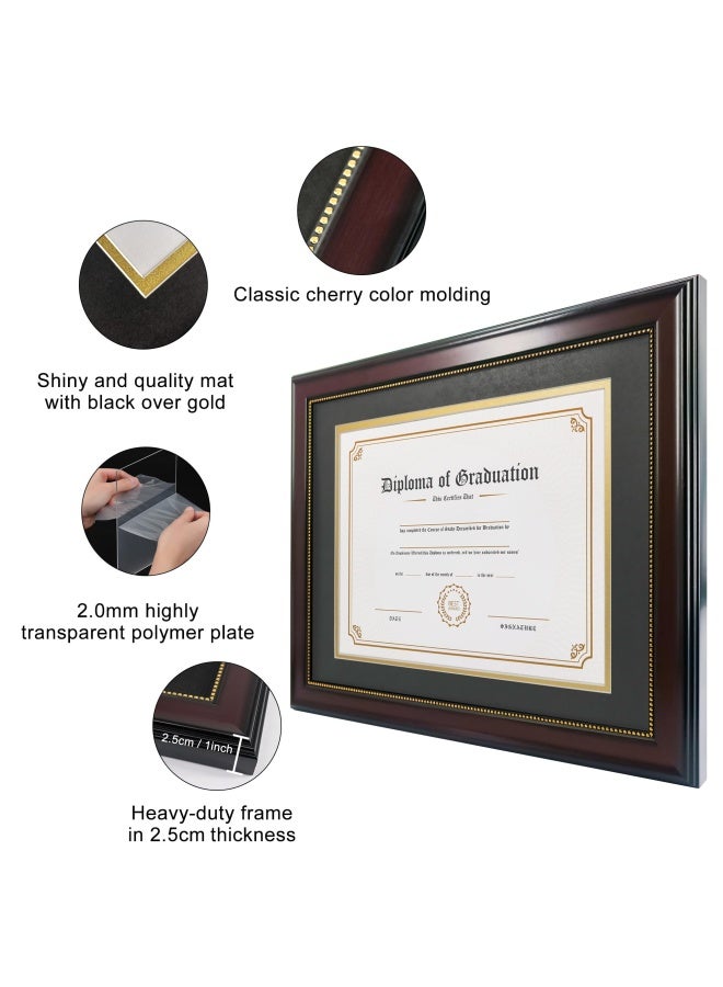GraduatePro GraduatePro 85x11 Diploma Frame with Black Over Gold Mat or Display 11x14 Document Without Mat CPA License Frame UV Protection Acrylic Mahogany with Gold Beads  - Image 2