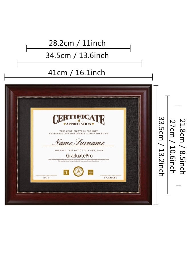 GraduatePro GraduatePro 85x11 Diploma Frame with Black Over Gold Mat or Display 11x14 Document Without Mat CPA License Frame UV Protection Acrylic Mahogany with Gold Beads  - Image 4