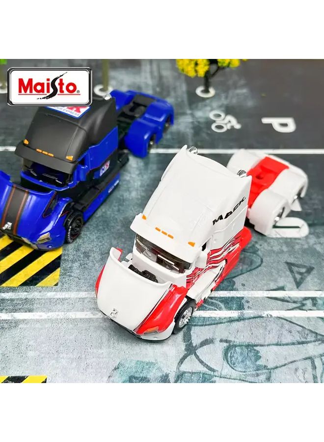 Maisto 1 64 Scale MACK Anthem White Blue Alloy Metal Car Model Trailer Truck - Image 5