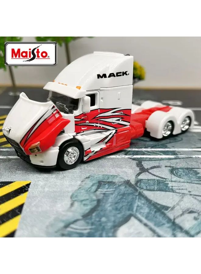 Maisto 1 64 Scale MACK Anthem White Blue Alloy Metal Car Model Trailer Truck - Image 1