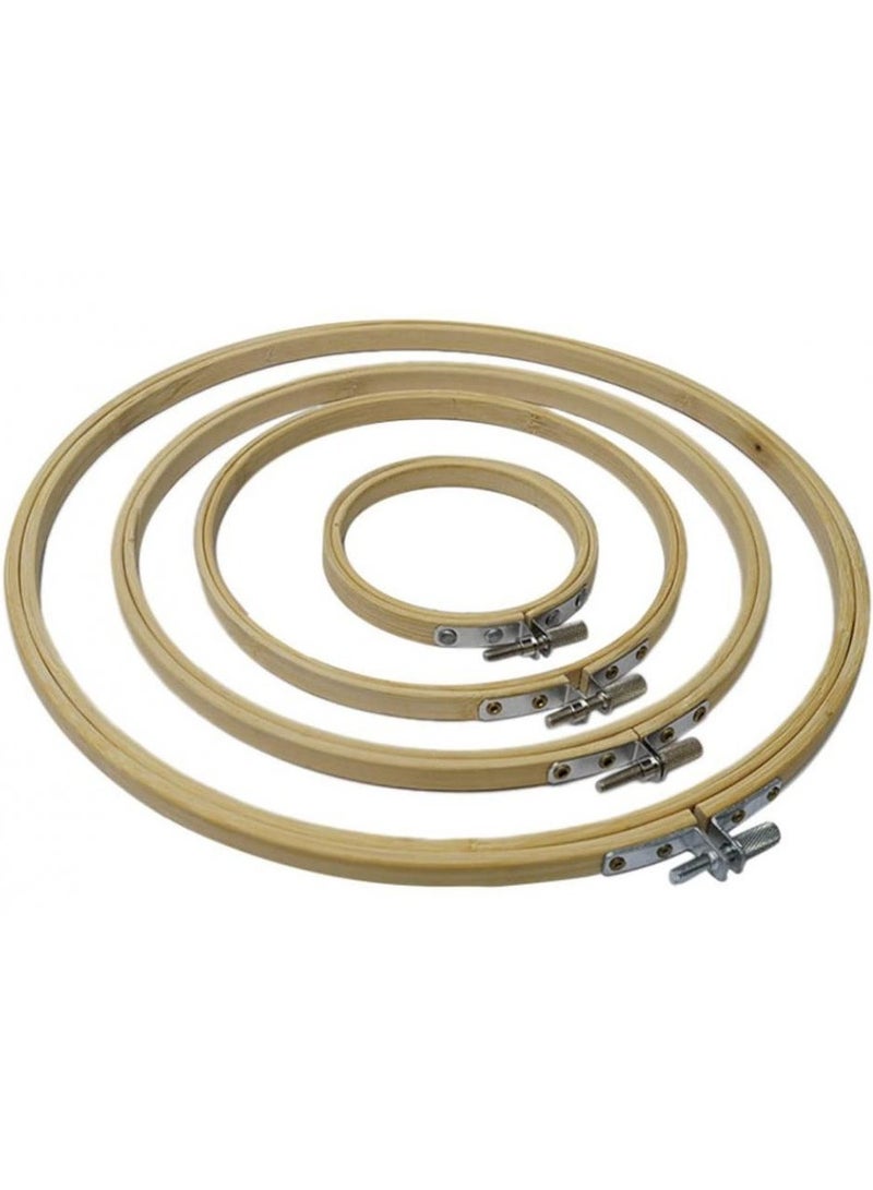 Alissa 4-Piece Premium Bamboo Embroidery Hoops (10.2”, 9”, 7.8”, 6.7”) – Strong Wooden Cross Stitch Frames for Needlework, DIY Crafts, Fabric Art & Bandages  - Image 1