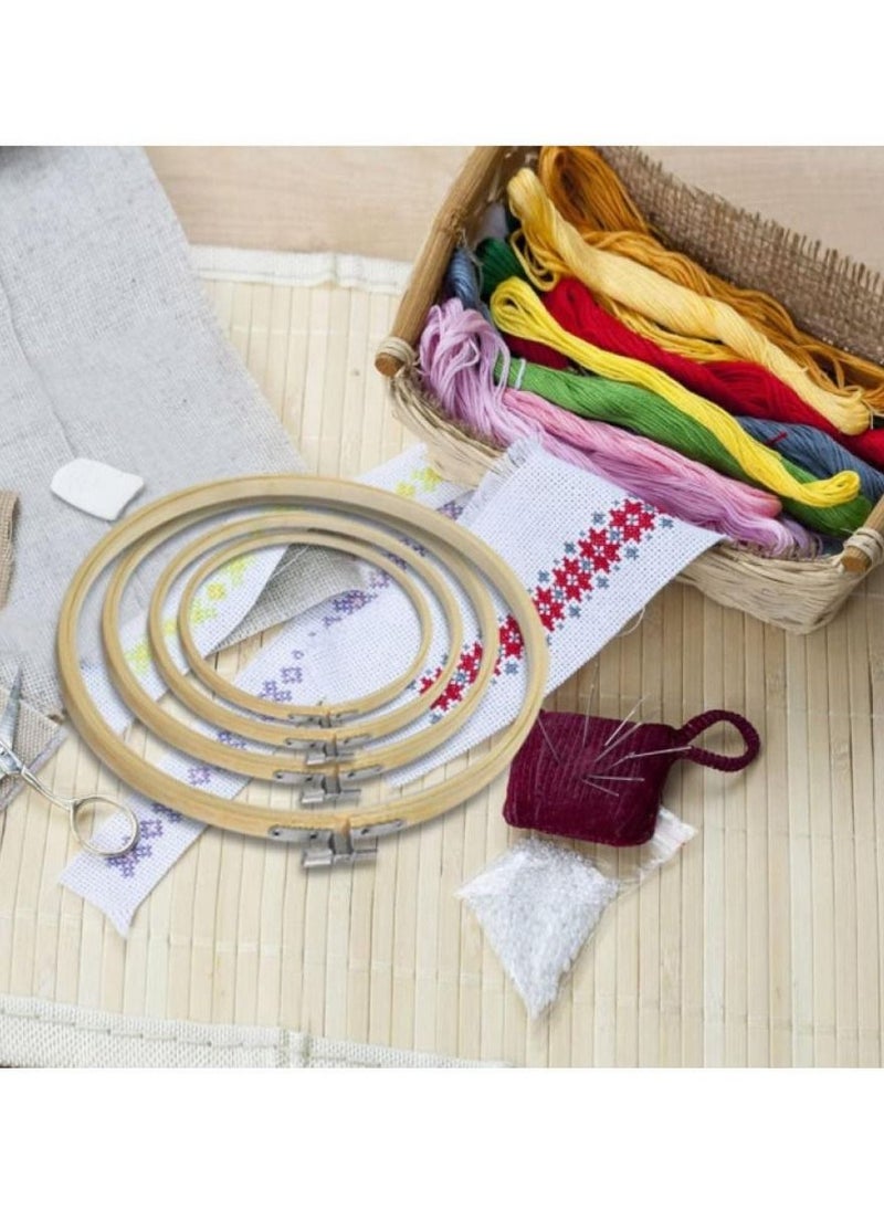 Alissa - 4 Pieces Embroidery Hoops Frame Needlework Cross Stitch Tools Set Embroidery Crafts Kids Adults 10.2\9\,7.8,\6.7 Inches Diameters - Image 1