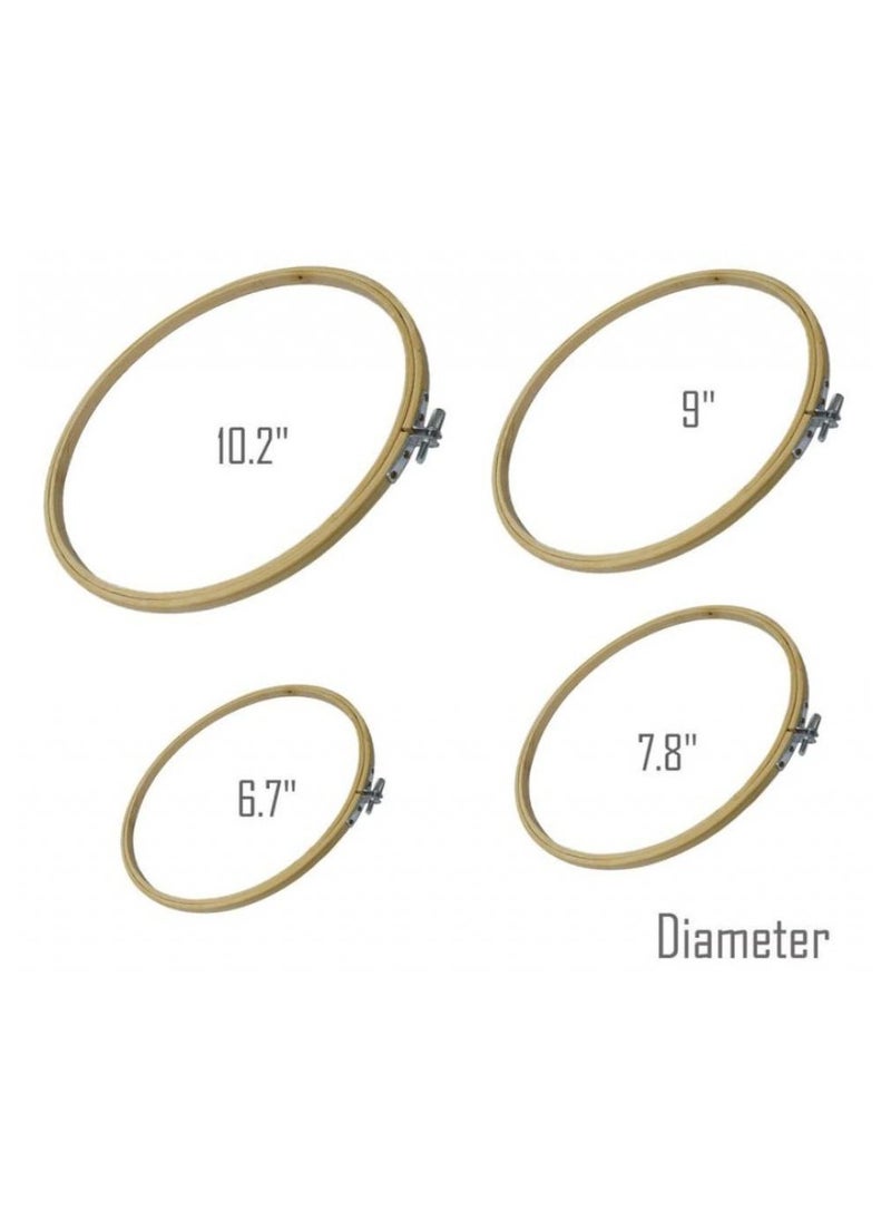 Alissa - 4 Pieces Embroidery Hoops Frame Needlework Cross Stitch Tools Set Embroidery Crafts Kids Adults 10.2\9\,7.8,\6.7 Inches Diameters - Image 1