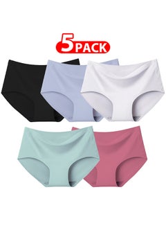 MARGOUN 5 Packs Women's Underwear Silk Women Lingerie Seamless Women High Rise Underwear Multicolour/Size Guide: 155/80 (S) - 160/85 (M) -165/90 (L) -170/95 (XL)  - Image 1