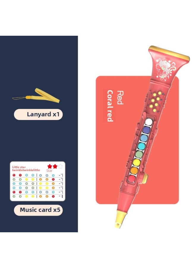 Cartoon Children's Educational Early Education Music Backpack With Microphone Lighting Karaoke Microphone Toy-Color:6807e Coral Red Clarinet 24 Pieces Per Box - Image 1