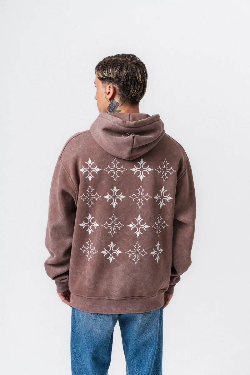 ريسباير هودي رجالي واسع بطبعة ميوز بلون الكاكاو