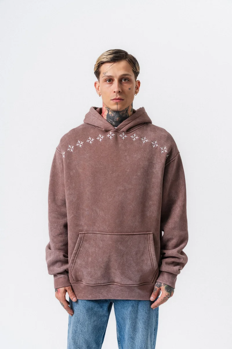 ريسباير هودي رجالي واسع بطبعة ميوز بلون الكاكاو