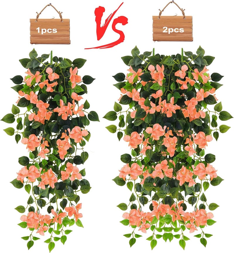 Elecxlink Artificial Hanging Flowers Bougainvillea, UV Resistant Fake Plastic Faux Flower Fabric Vine for Indoor Outdoor Garden Porch Eave Wedding Wall Décor - Image 4