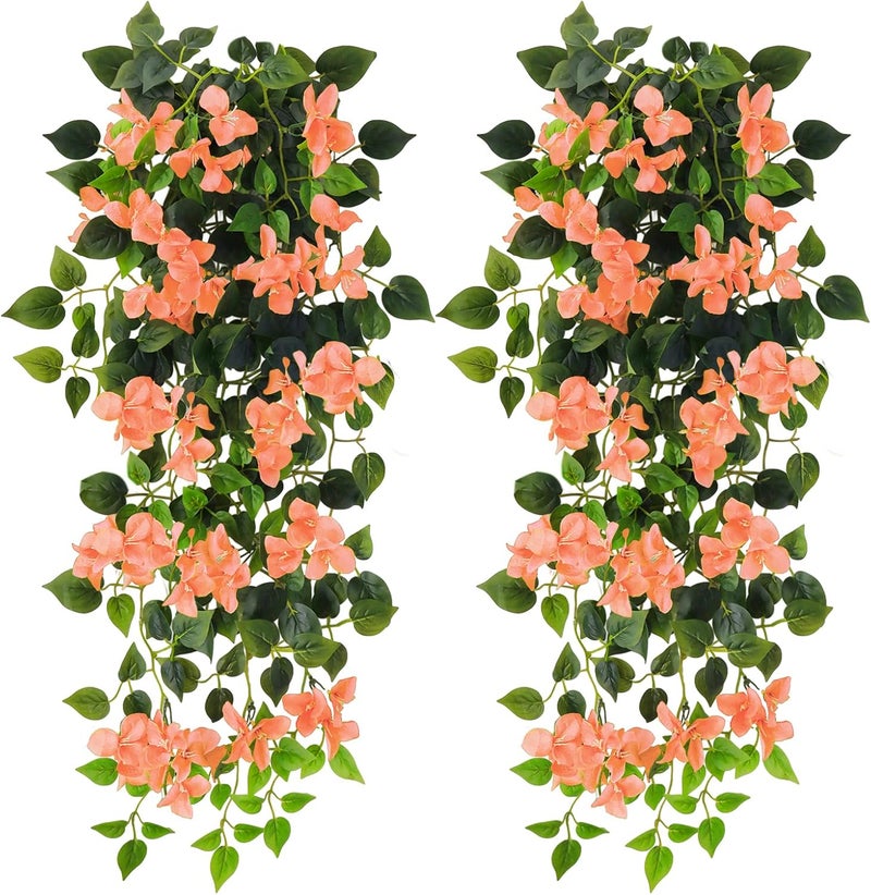 Elecxlink Artificial Hanging Flowers Bougainvillea, UV Resistant Fake Plastic Faux Flower Fabric Vine for Indoor Outdoor Garden Porch Eave Wedding Wall Décor - Image 1