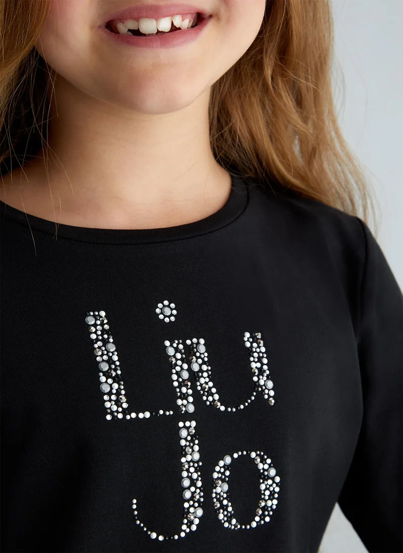 Liu Jo T-Shirt with Logo and Gemstones