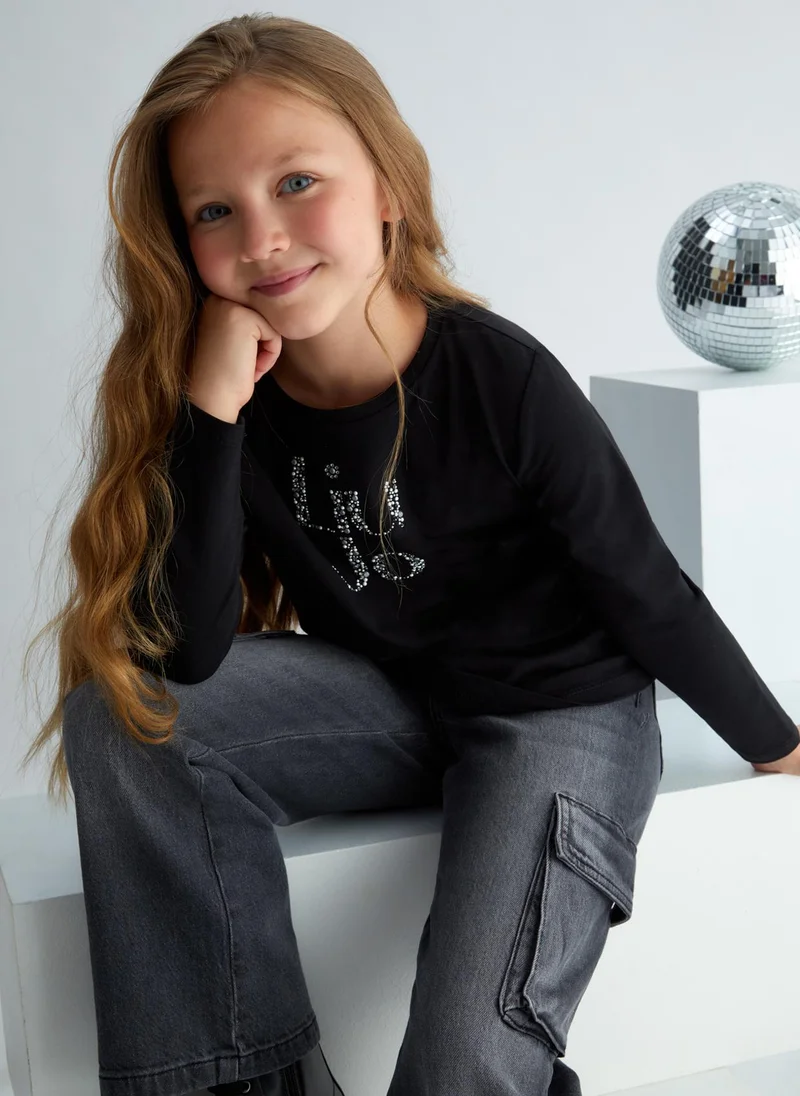Liu Jo T-Shirt with Logo and Gemstones