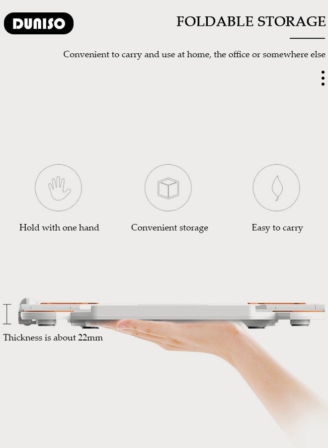 DUNISO Laptop Stand for Desk, Portable Adjustable Laptop Holder for Relieve Cervical Fatigue, Foldable Computer Stand with 360° Rotating Base and Phone Stand, Ergonomic Ventilated Cooling Notebook Stand for MacBook Air, Tablet - Image 4