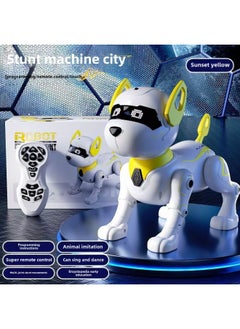 Generic Intelligent Machine Dog Electric Programming Walking Toy Robot Children Remote Control Boy Electronic Children's Toys-Color:Remote Control Upgrade  Smart Dog - Sunset Yellow-Specifications: Exquisite Gift Box  - Image 1