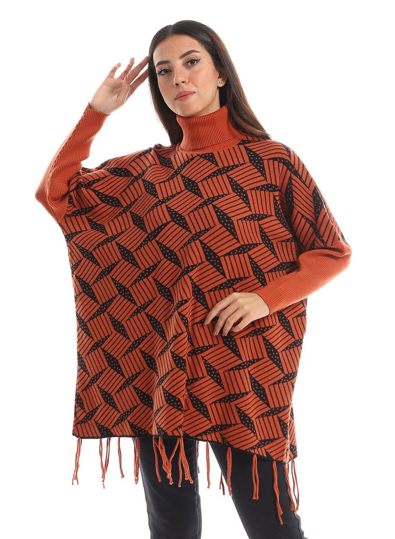 سيزار تيشرت صوف حريمي برقبة عالية وأكمام - Image 1