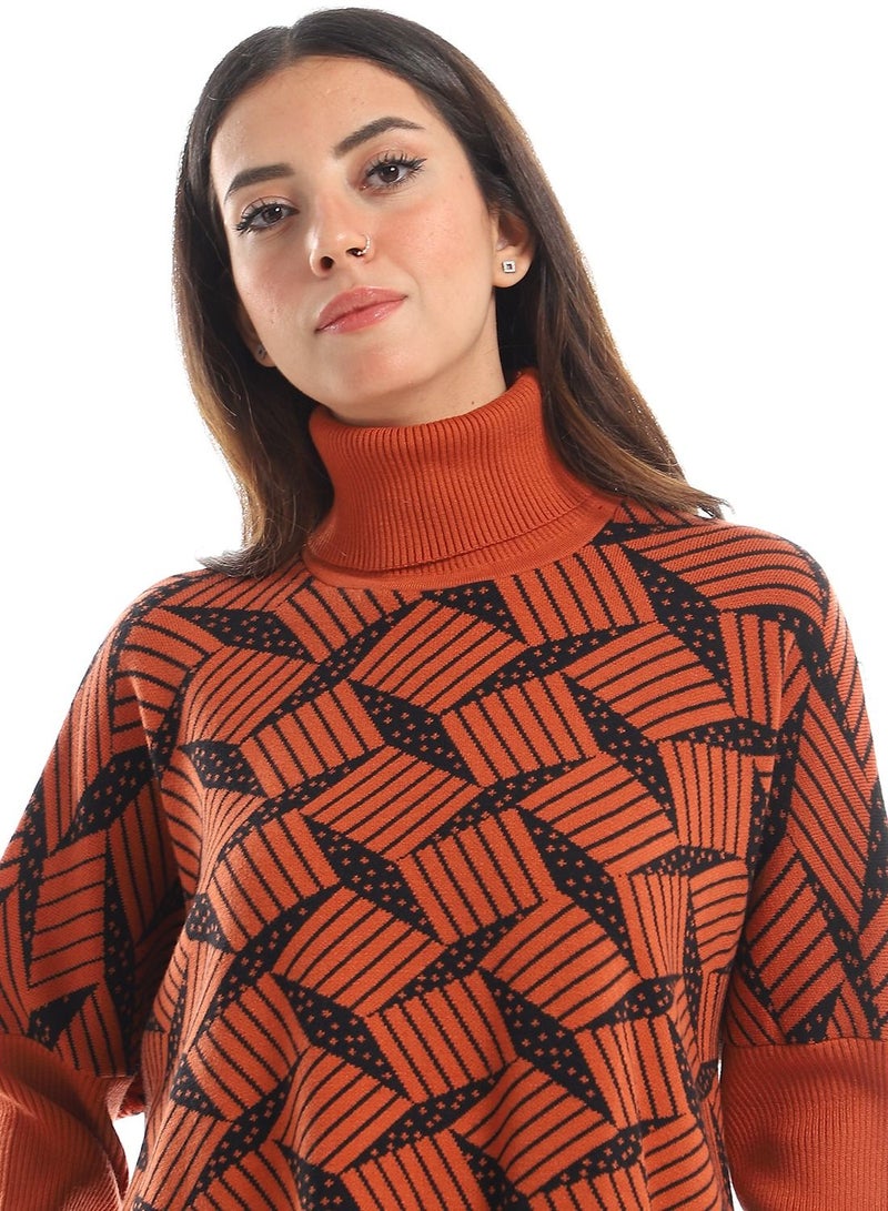 سيزار تيشرت صوف حريمي برقبة عالية وأكمام - Image 4