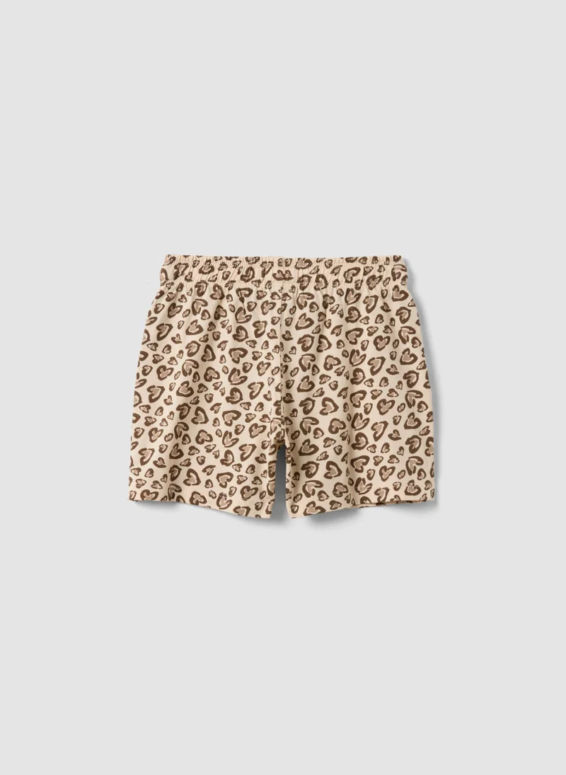 Ovs OVS Beige Pure Cotton Shorts With Heart Print