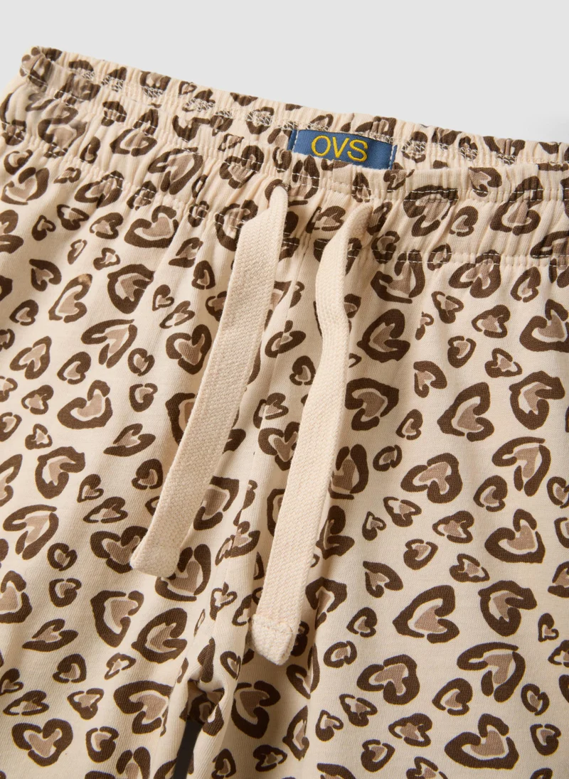 Ovs  OVS Beige Pure Cotton Shorts With Heart Print for Women | Best Price UAE