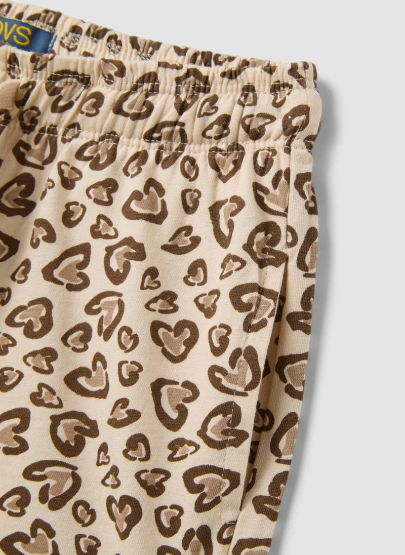 Ovs  OVS Beige Pure Cotton Shorts With Heart Print for Women | Best Price UAE